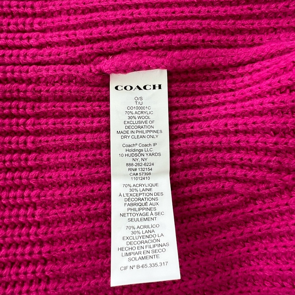 Coach Patch Rib Knit Wool Blend Beanie In Hyacinth NWT - Picture 5 of 6